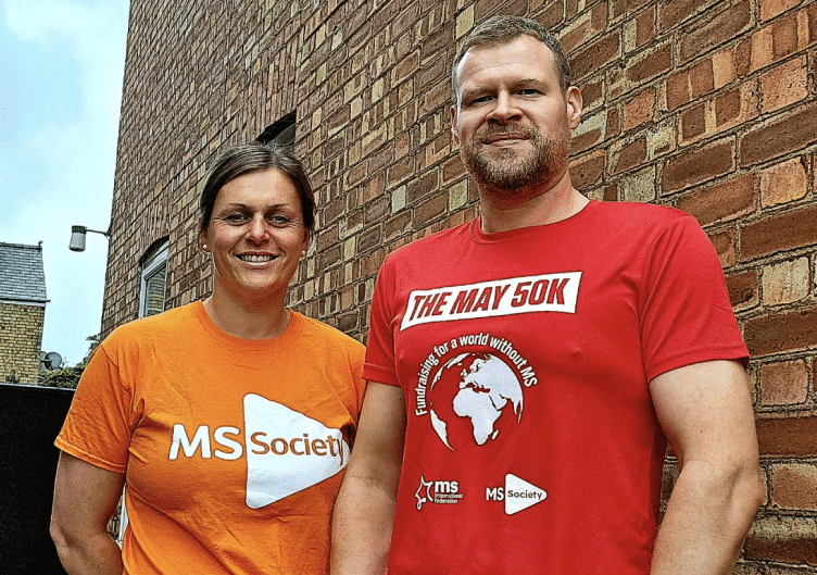 Sergeant Owen Jones and PC Zoe Pell in tshirts for MS Society