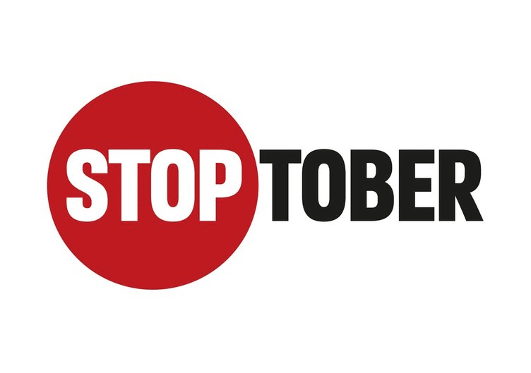 Stoptober logo in red and black on white