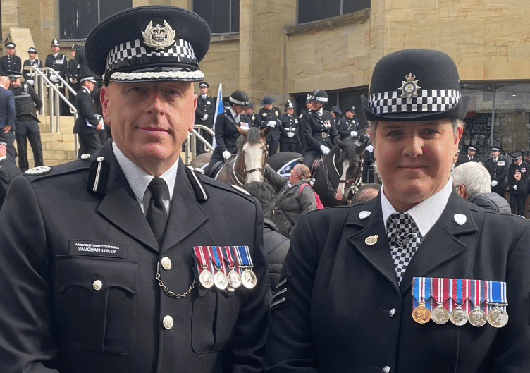 Assistant Chief Constable Vaughan Lukey and branch chair Liz Groom