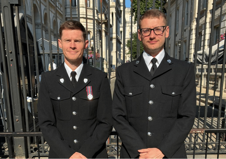PC Callow (right) and PC Kitson (left) at Downing Street